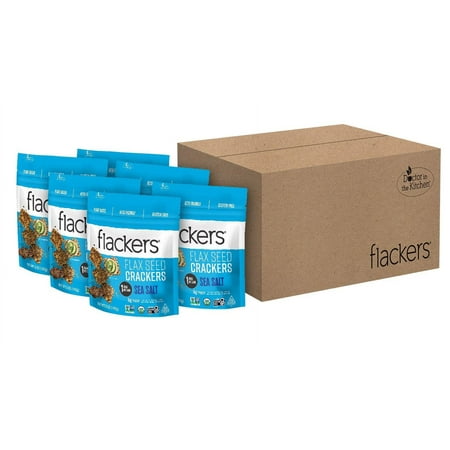 Organic Sea Salt Flaxseed Crackers, Gluten Free, Non GMO, Vegan, Keto Snack, 9g Fiber, 1g Net Carb, 5 Ounce 6-Pack