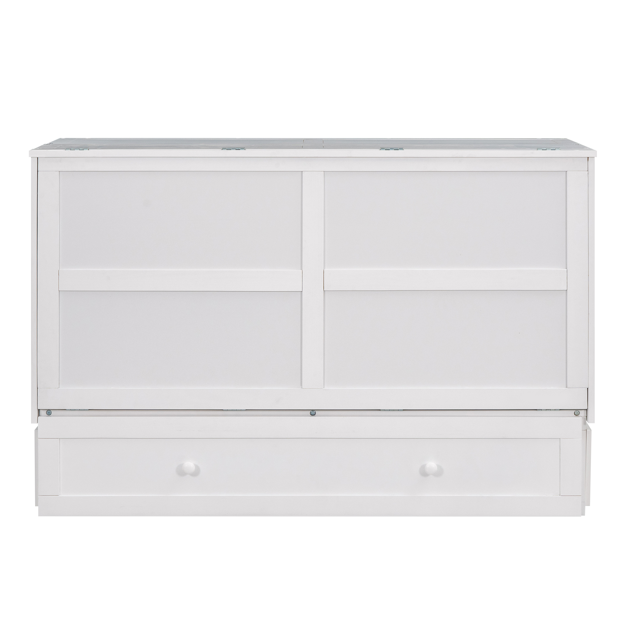 Euroco Queen Size Murphy Bed with Shelf and Drawers, Convertible into a Cabinet with USB Charging Station for Adult Living Room, Easy Open and Close