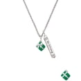 thumbnail image 2 of Delight Jewelry Silvertone Small 3-D Green Present with Bow Silvertone Be Strong and Courageous Bar Charm Necklace, 23", 2 of 4