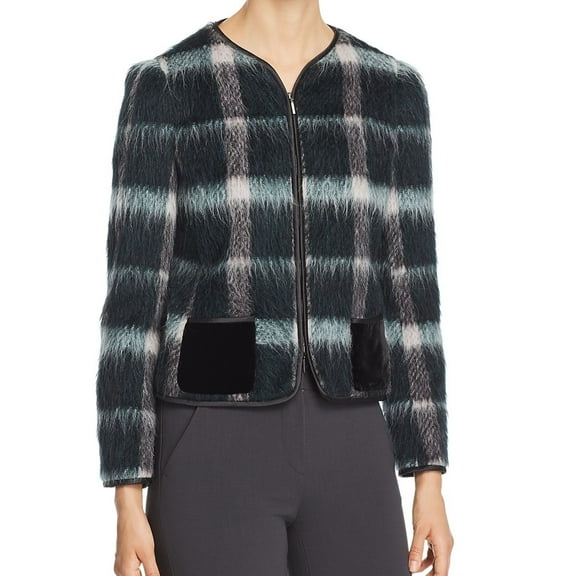 Armani Womens Mohair Blazer Jacket, Green, 42 (US 6)