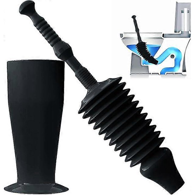 Toilet Unclogging Tool - Heavy Duty Plunger with Unique Unclogging Design - Removal Tool for Unclogging Toilets - Black
