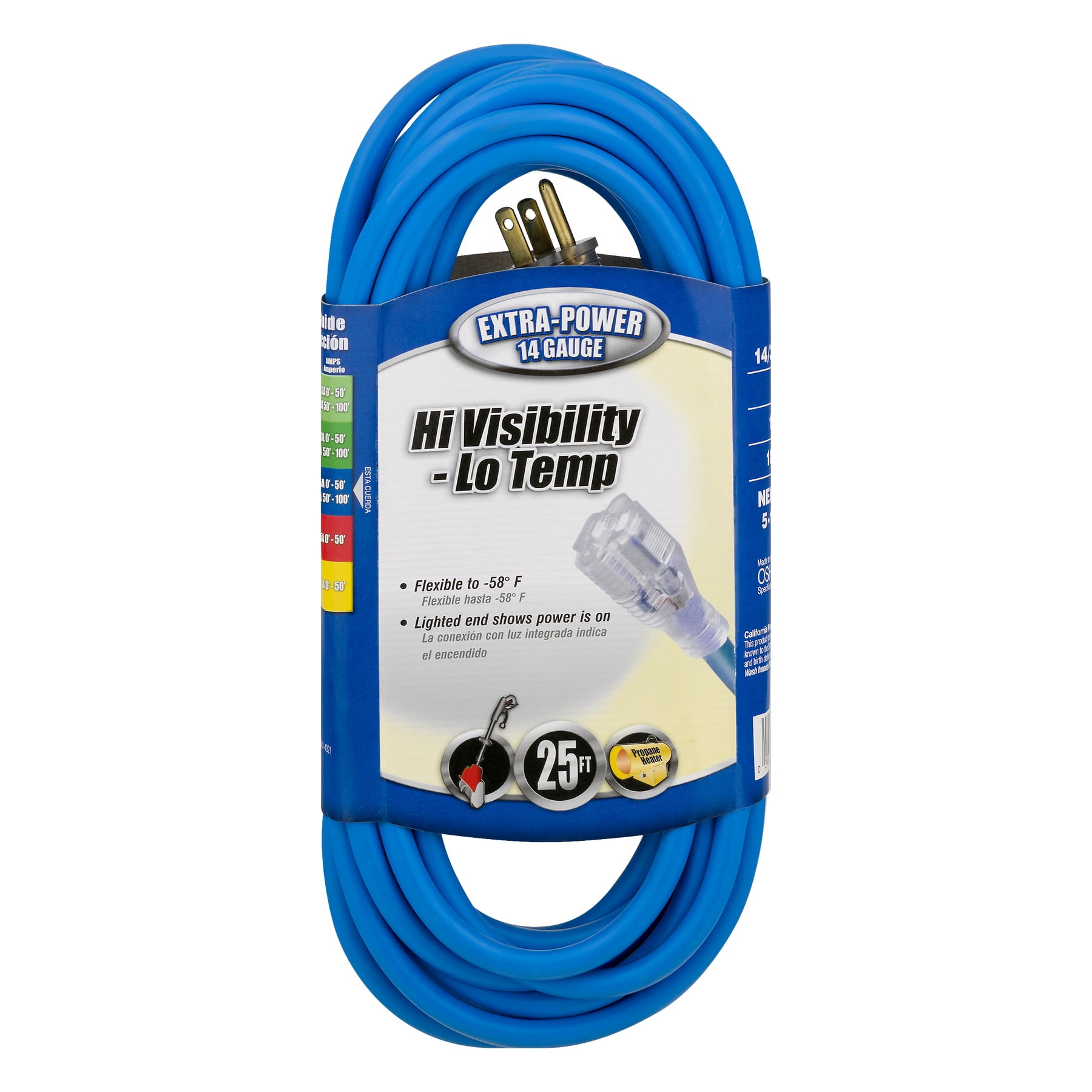 Coleman Cable 14 3 SJTW Low-Temp Outdoor Extension Cord with Lighted End, 25-Foot by Southwire Company, LLC