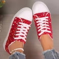 thumbnail image 3 of Rokment Womens Sparkly Sequin Low Top Fashion Sneakers 2026 Spring Fall Glitter Walking Flat Casual Canvas Performance Tennis Shoes Red Size 8, 3 of 6