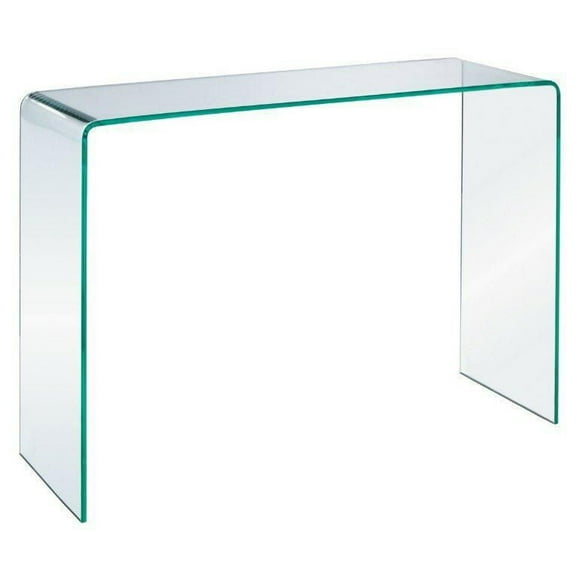 Heavenly Collection Glass Medium Console in Clear, Clear Glass Medium Console, Un-tempered Glass Medium Console, Bent Glass Medium Console, Waterfall Medium Console, Glass Medium Console Table