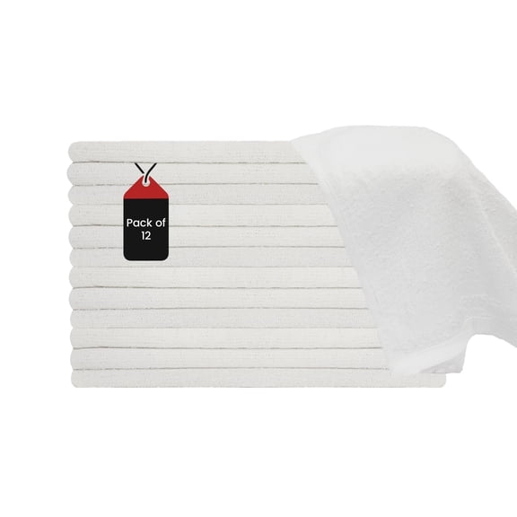 SupremePlus Soft & Highly Absorbent 12" x 12" Cotton Blend Washcloths, White 12 Count