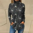 thumbnail image 2 of TQWQT Plus Size Turtlenecks for Women Fall Floral Printed Tunic Top Long Sleeve Mockneck T Shirts Loose Fit Curved Hem Graphic Tee Black M, 2 of 5