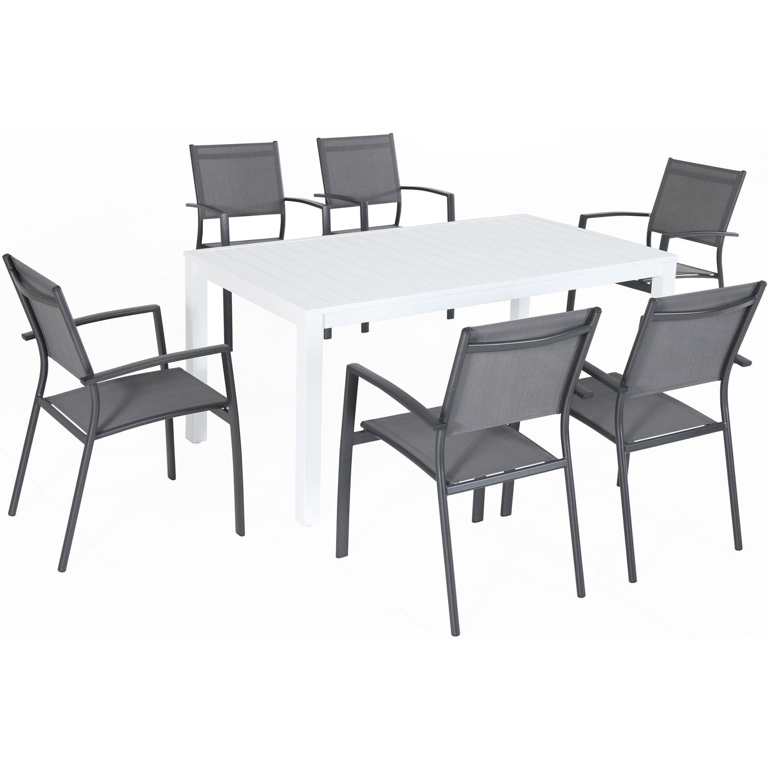 Cambridge Palermo 7Piece Outdoor Dining Set with 6 Sling Chairs in Gray and a 78" x 40" Dining