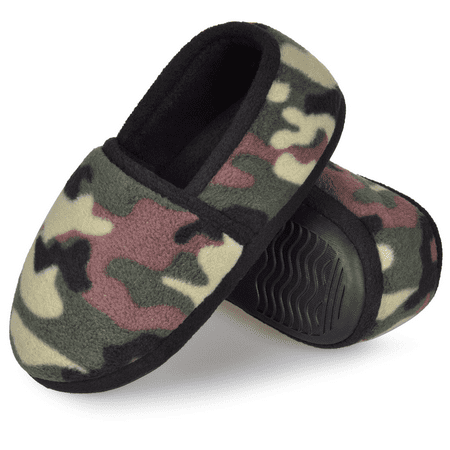 

CCVON Boys Slippers Cozy Memory Foam House Shoes Indoor Outdoor Bedroom Slippers for Boys Anti-slip Hard Sole Toddler Green 7-8