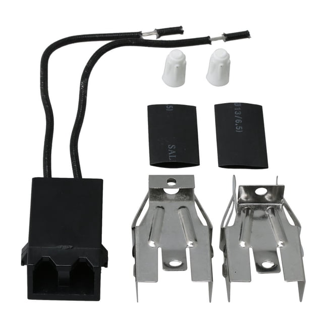BQLZR 330031 Ensemble de Réceptacle de Brûleur de Surface pour Cuisinières Électriques, Comprenant un Réceptacle en Métal Noir, Deux Supports en Métal, Deux tubes Thermorétractables et Deux Connecteurs de Fil. le Ensemble Mesure 45 mm de Large et 19 mm d'Épaisseur, compatible avec Divers Modèles d'Appareils et Numéros de Pièce.