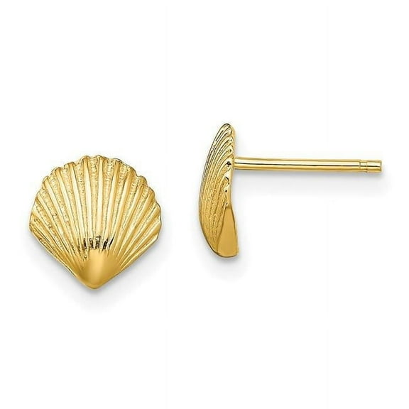Primal Gold 10 Karat Yellow Gold Scallop Shell Post Earrings