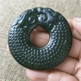 thumbnail image 1 of Jade pendant, made of black ink jade with openwork snake pattern, translucent green under light, magnetic jade., 1 of 4