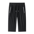 thumbnail image 2 of Garbnen Men's Capri Pants Quick Dry Ice Silk Straight Leg Running Pants Men Lightweight Elastic Waist Baggy Stretch Gym Fitness Trousers Men with Zipper Pockets, 2 of 4