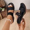 thumbnail image 3 of Rokment Womens Platform Slides Dress Sandals Beach Summer Fashion Casual Hollow out Leather Chunky Block High Heels Slip on Orthotic Dressy Slippers for Woman Black Size 8.5, 3 of 7