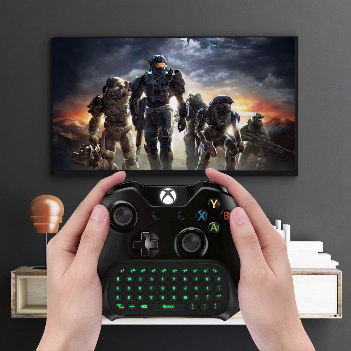 TiMOVO Wireless Keyboard Compatible with Xbox One / Elite, Xbox Series X/S  Controller with Headset Audio Jack, 2.4G Receiver Included, Black