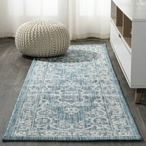 JONATHAN Y SANTA MONICA 2 x 10 Runner Rug, Galon Filigree - Teal/Ivory, SMB120B-210