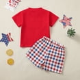 thumbnail image 4 of Summer Boys Girls 2 Piece Outfits Toddler Boy Clothing Sets USA Letter Embroidery T-Shirt and Plaid Shorts Outfit Boys 4th of July Outfit, 4 of 6