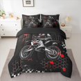 thumbnail image 2 of Homewish Dirt Bike 7-Piece Bedding Comforter Set For Teens Boys Girls,Geometric Honeycomb Plaid King Bedding Sets,Extreme Sport Ultra Soft Bed Sheets,Lightweight Room Decor,Reversible, 2 of 8