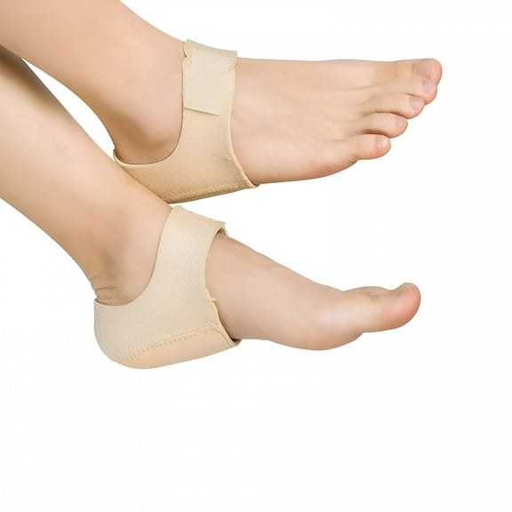 TELOLY Heel Cushions Gel Feet Skin Care Socks Heel Cups Pads Protectors Plantar Fasciitis Inserts Support Pain Relief Repair Heel Cover Beige L