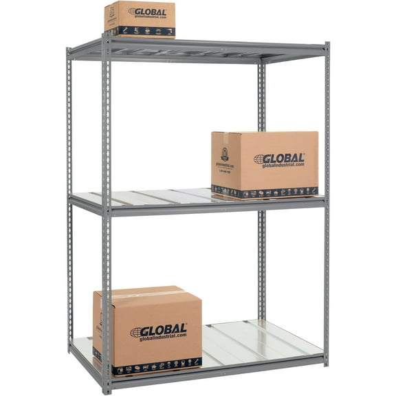 Global Industrial High Cap. Starter Rack 60Wx48Dx84H 3 Level Steel Deck 1300lb Per Shelf GRY