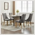 thumbnail image 2 of Mid Century Dining Chairs Dining Chairs Set of 4，Linen Tufted Kitchen Dining Room Chair with Solid Wood Legs, Fabric Upholstered Dining Chair, 2 of 7