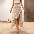 thumbnail image 2 of Wxolcjlv Womens Floral Print High Low Maxi Skirt Ruffle Slit Party Long Skirts, 2 of 5