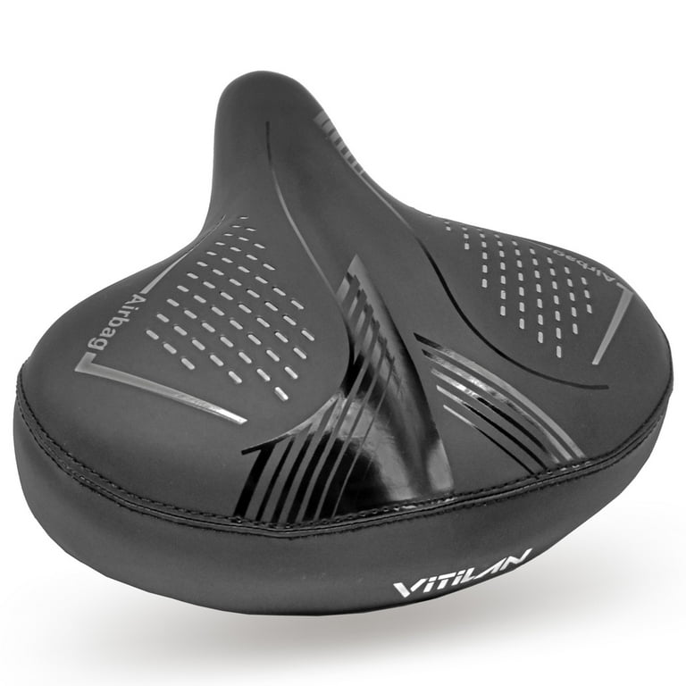 VITILAN Oversized Comfortable Bike Seat for Women Men High Resilience Soft Foam Sponge Bicycle Cushion Waterproof Bicycle Seat Dual Shock