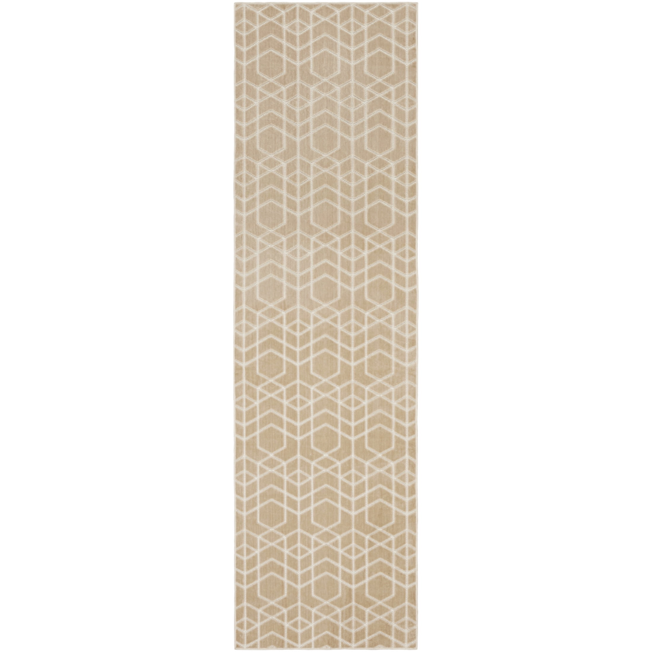 Nourison Washable Charm 2'2" x 8' Beige Ivory Modern Indoor Rug