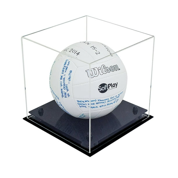 Deluxe Clear Acrylic Volleyball Display Case with Black Risers (A027BR)