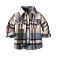 thumbnail image 2 of UQJfacai Boys Button Down Shirt Kids Trendy Plaid Long Sleeve Shirts Fall Winter Casual Shacket Jacket with Pockets 3-11 Years, 2 of 3