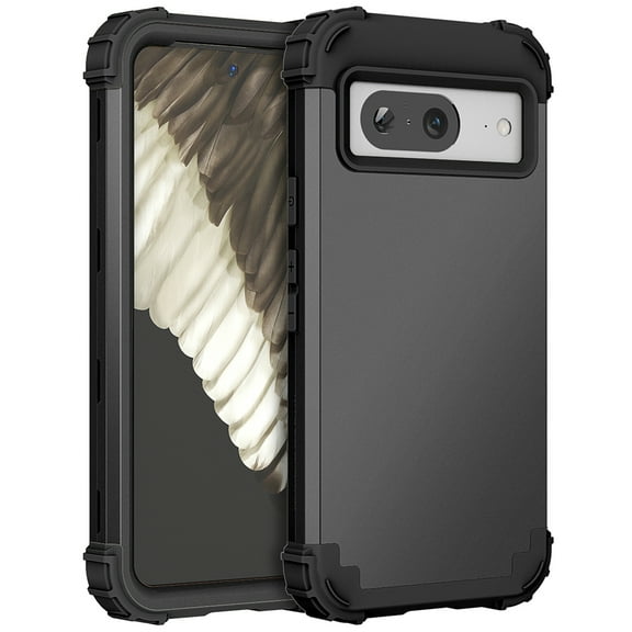 Cowithday for Google Pixel 8 5G Case with Screen Protector, Dual Layer Heavy Duty Tough Rugged Shockproof Drop Protection Corner Protection Hybrid Protective Phone Case for Google Pixel 8 6.2", Black