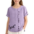 thumbnail image 1 of T-shirts pour Filles Col Ras du Cou T-Shirt Graphique Tenues d'Été T-Shirts Mignons pour Filles 9-10 Ans, 1 of 3