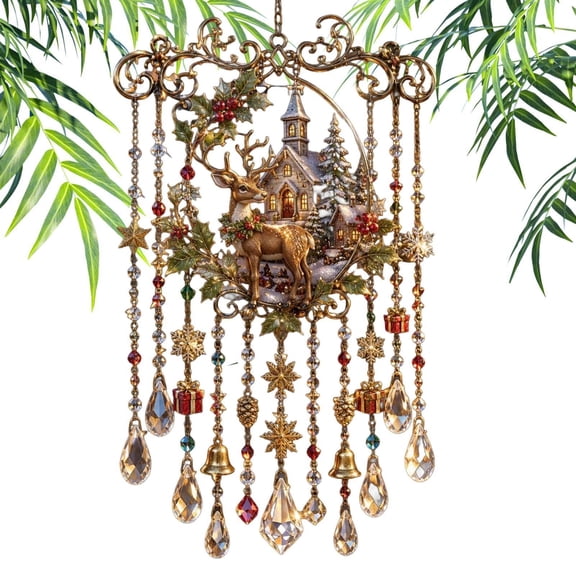 Outdoor Wind Chimes - Acrylic Sun Catcher | Christmas Bell Ornament,Translucent 2D Design, Hanging Decor, Soothing Sound, For Garden Porch Patio Balcony, Memorial Gift