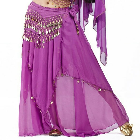 BellyLady Belly Dance Chiffon Coins Full Circular Skirt-Purple