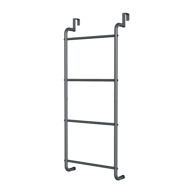 Toallero de 4 niveles para colgar sobre la puerta, de hierro resistente, fácil de instalar, organizador para colgar a mano Negro
