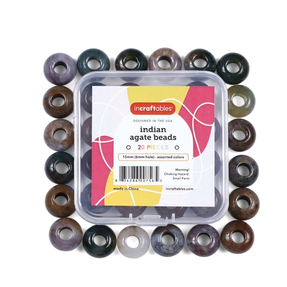 Incraftables 12mm Indian Agate Beads for Jewelry Making (20pcs) Multicolor Stone Beads for Bracelet