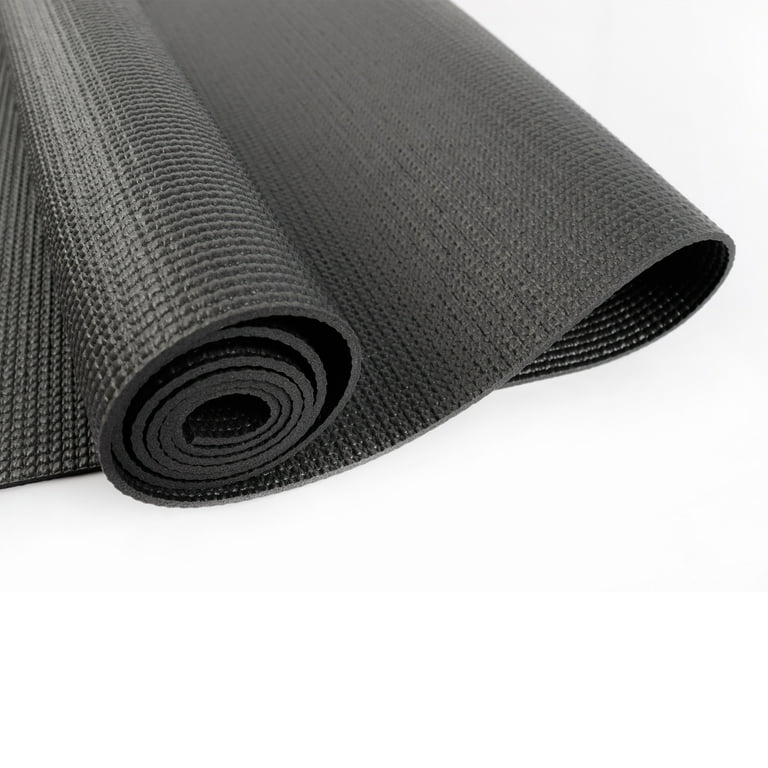 Athletic Works PVC Yoga Mat, 3mm, Dark Gray, 68inx24in, Nonslip