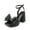 BLACK-SATIN, variant on Women’s Platform Chunky Heels – Bowknot Accent Square Toe Dress Sandals for Weddings, Bridal, and Parties