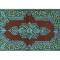 thumbnail image 1 of Ahgly Company Indoor Rectangle Medallion Light Blue Traditional Area Rugs, 2' x 5', 1 of 4
