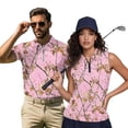 thumbnail image 2 of HUIACONG Hunting Camo Golf Shirts for Women Sleeveless Matching Golf Outfits for Couples Racerback 1/4 Zip Quick Dry Wrinkle Free Loose Fit Tops for Gym Yoga Running Sports Activities Pink Woman L, 2 of 7