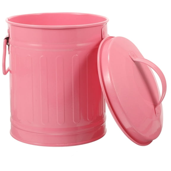 unbranded  Desktop Storage Bucket Small Trash Can Bin Trashcan with Lid Office Pink