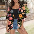 thumbnail image 6 of Women's Casual F Fashion Print Lightweight And Comfortable Beach Vacation Chiffon Cardigan Sun Cardigan Womens Long Sleeve Tops Womens Sun Shirt, 6 of 7