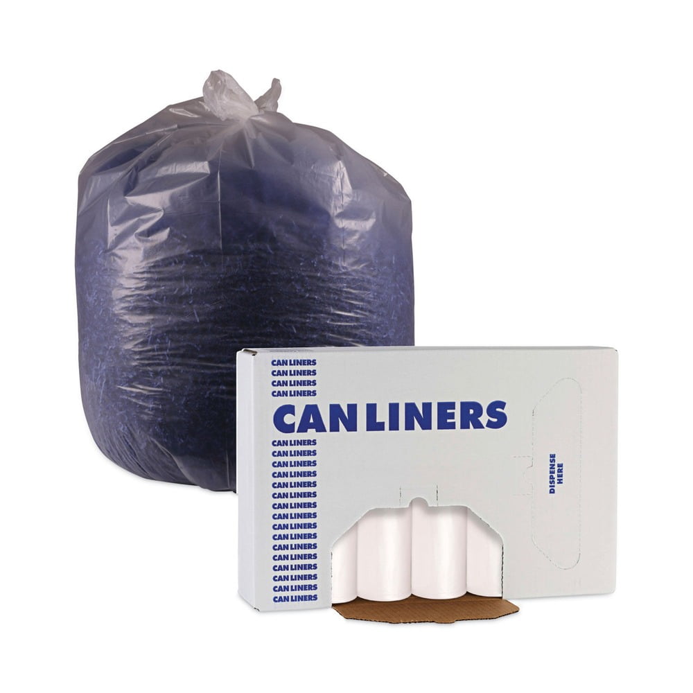 Boardwalk High-Density Trash Bags, 33 gal, 14 microns, 33" x 38", Natural, 25 Bags/Roll, 10 Rolls/Carton