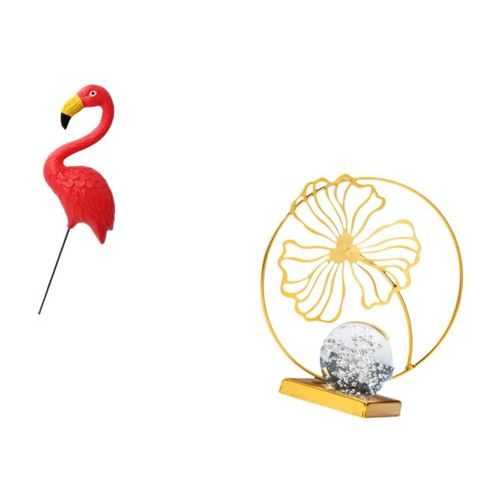 Dualoai Flamingo Leaf Garden Statue Figurine Ornament Sculpture for Holiday Spring Birthday Gift Collectible Yard Art Decorative Stake for Backyard Fairy Garden Bookshelf Office Fireplace Desk
