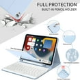 thumbnail image 6 of Aoub Keyboard Case for iPad (A16) 11th 10th Generation 2025 2022 with Pencil Holder, Detachable Wireless Bluetooth Rechargeable Keyboard Cover, Blue, 6 of 8