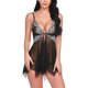 thumbnail image 3 of Camisón de perspectiva de vestido de ropa de dormir de encaje floral sexy para mujer, negro, XL Eigraketly XX000215-16, 3 of 7