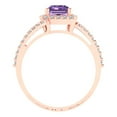 thumbnail image 4 of 1.935 ctw Solitaire with Zirconia Diamond Accents Anniversary Ring for Women | Emerald Cut Simulated Alexandrite | Hyperallergenic Solid 18K Rose Gold, 4 of 5