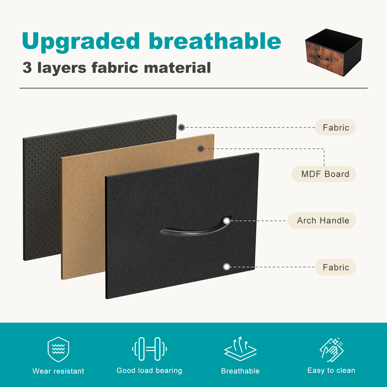 JIOABL 9-Drawer Fabric Chest Organizer, Black photo 2