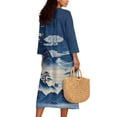 thumbnail image 2 of Yuyamidu Chinese Mountain Cloud Linen Dress for Women Loose Fit Size M with Sleeves Breathable Long Tunic Dress Lightweight Casual Beach Dresses Chinese Outfits, 2 of 6