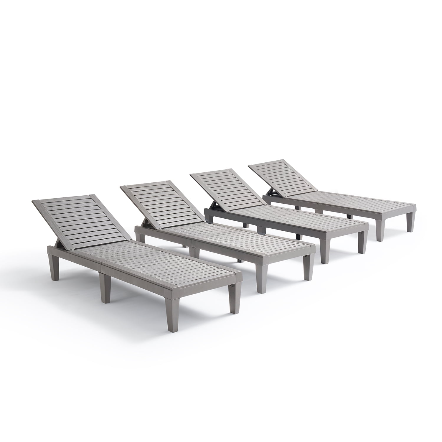 LammaLoe Set of 4 Chaise Outdoor Lounge Chairs for Pool Chairs or Patio Furniture, Gray