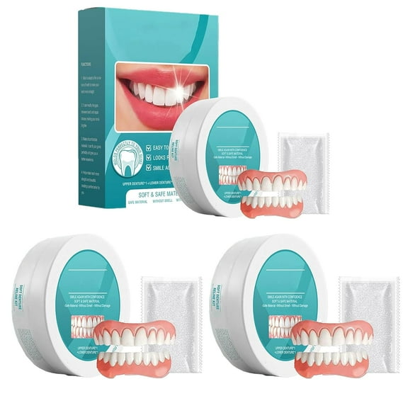 Minceetbien Dentures, Minceetbien Silicone Reline Denture Set, 100% Soft Silicone, Upper and Lower Denture Kit for Instant Smile Restoration, Comfortable and Secure for Any Mouth Shape